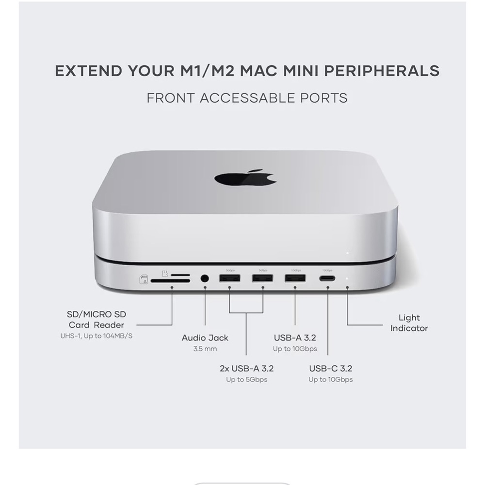 Silver USB-C Hub for Mac Mini - Picture 4 of 12